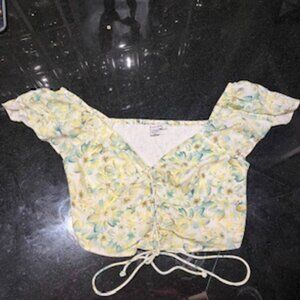 AE Cropped Floral Tie Top